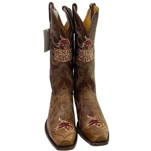 GAMEDAY BOOTS Texas State Bobcats Embroidered Cowboy Boots NEW Size 10.5 Brown